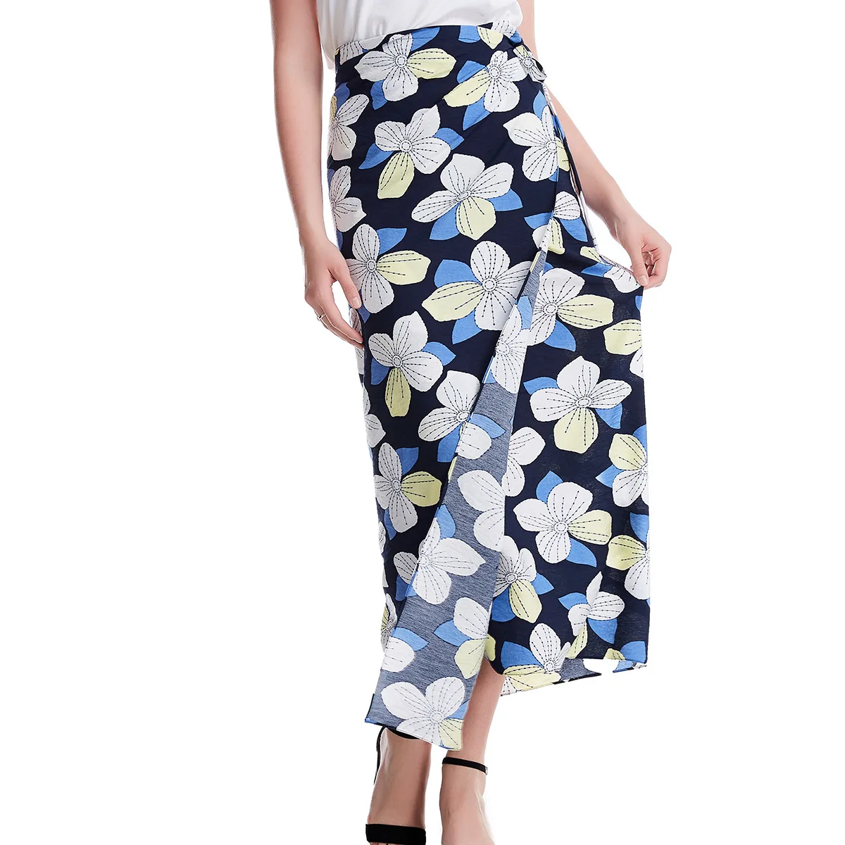 Новая модная женская юбка с принтом повседневная Хлопковая Женская Макси