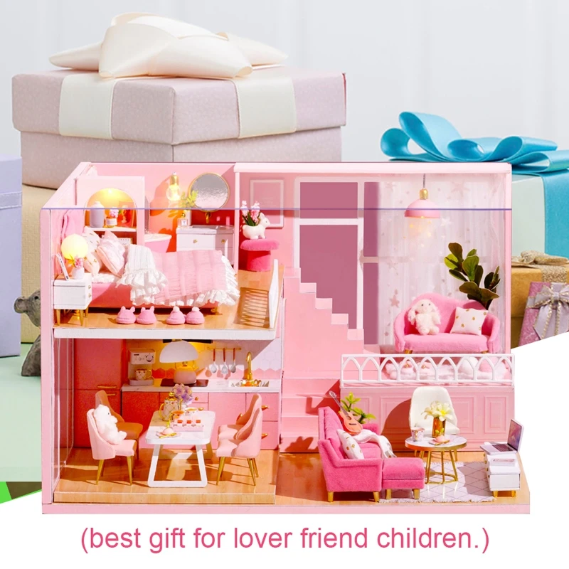Кукольный домик мебель Diy Миниатюрный пылезащитный чехол 3D Деревянный