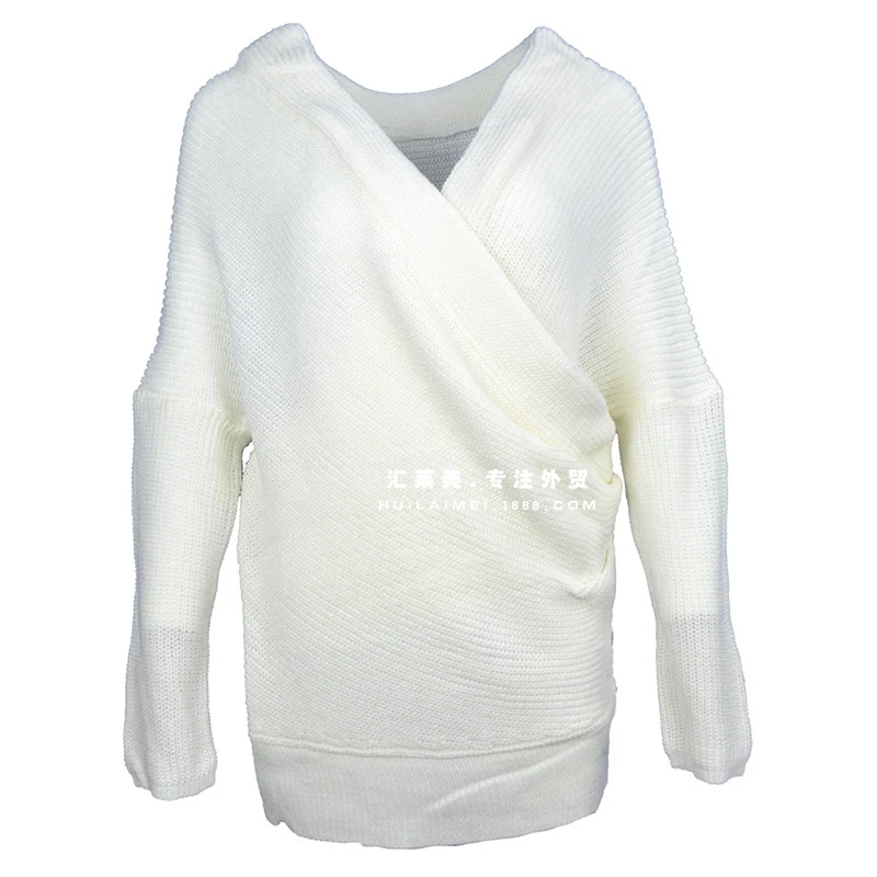 Сексуальный свитер с v-образным вырезом и длинным рукавом открытыми плечами