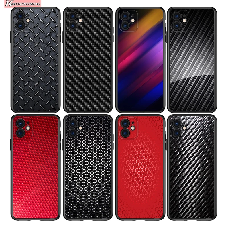 

Carbon Venom Structure Fiber Silicone Cover For Apple iPhone 13 12 Mini 11 Pro XS MAX XR X 8 7 Plus 6 SE Phone Case