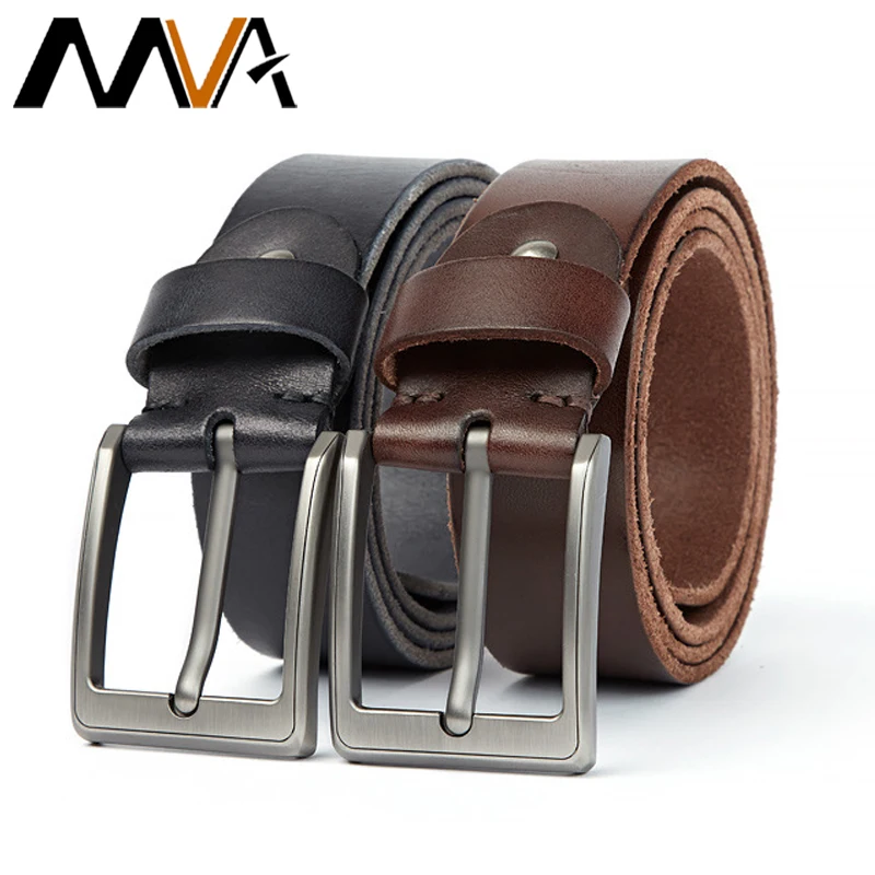 MVA Men's Leather Belt Buckle For Men Belts Pouch Cowhide Leather Men's Belt Male Trouser Belts For Men Waistband High Quality