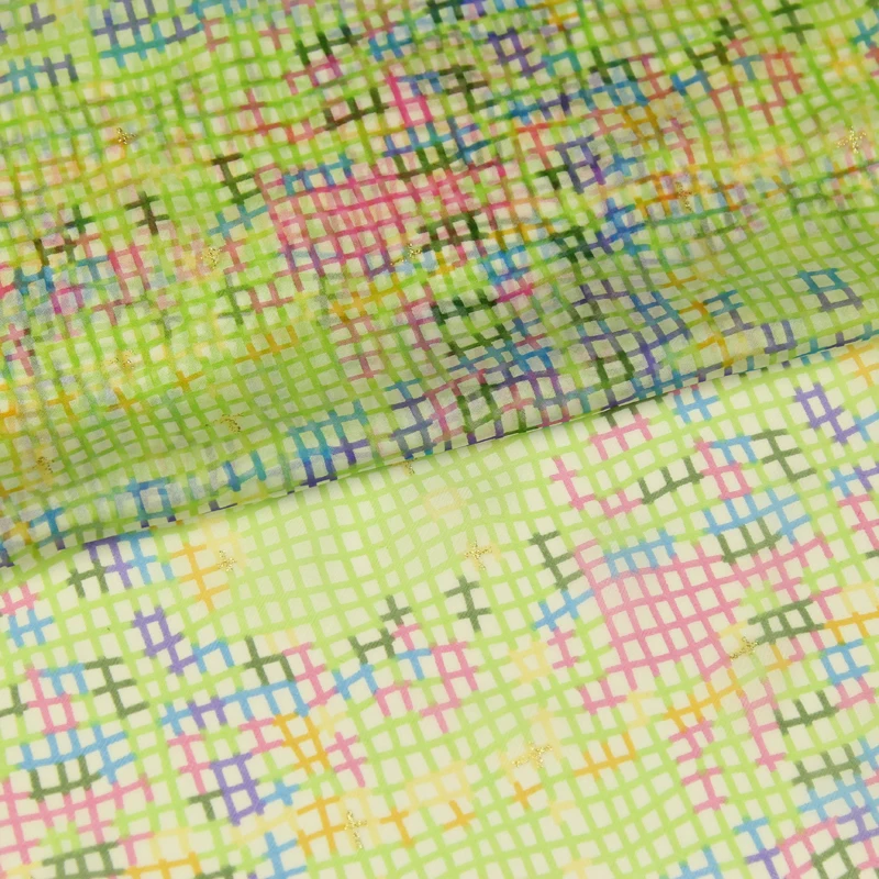 Цветной мини-клетчатый дизайн 100% шелк шифон прозрачная ткань SCF116 | Дом и сад