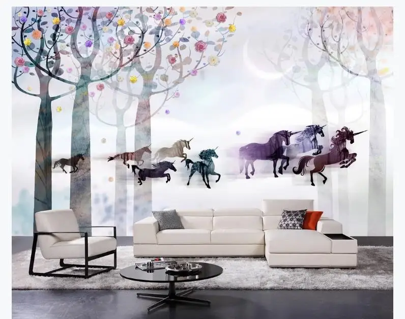 3D Wallpaper flower tree Photo Murals For Living Room Bedroom animal horse Kids silk Waterproof Wall Papers | Обустройство дома