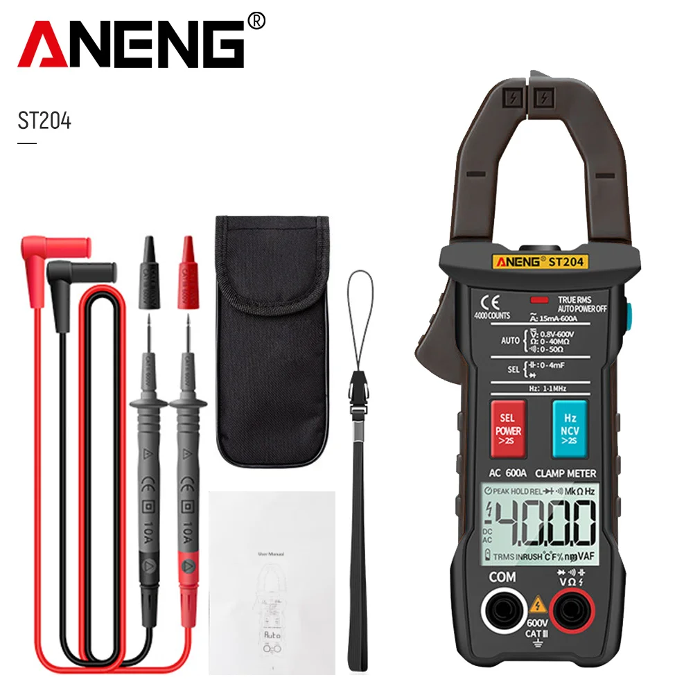

ANENG ST204 Clamp Meter 4000 Counts AUTO Digital DC/AC Current Voltage Tester Analog Multimeter True Rms Pinza Amperimetrica