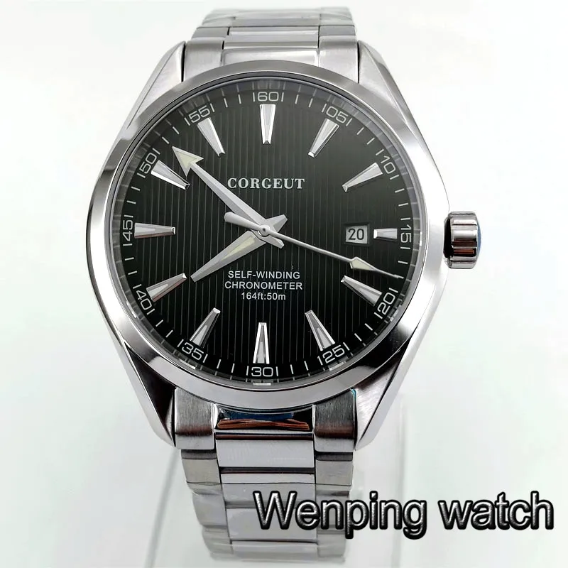 Мужские Роскошные деловые механические часы corgтело 41 мм серебристый чехол