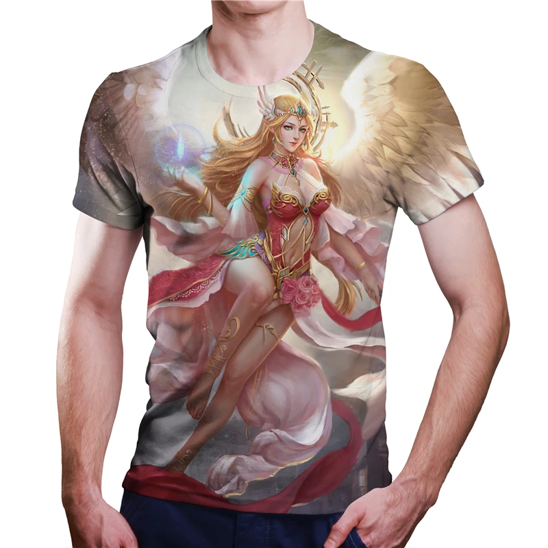 

2021 summer new 3D printing T-shirt Angel myth print men's shirt fashion casual O-neck short-sleeved oversized T-shirt 110-6XL