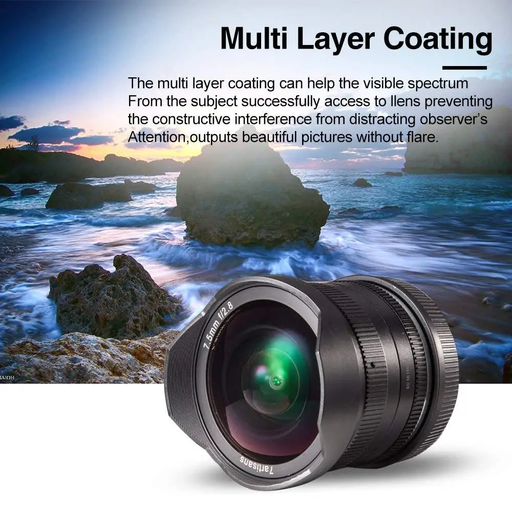 BEESCLOVER 7 5 мм F2.8 объектив рыбий глаз 180 ручной фиксированный для E Mount Canon крепление