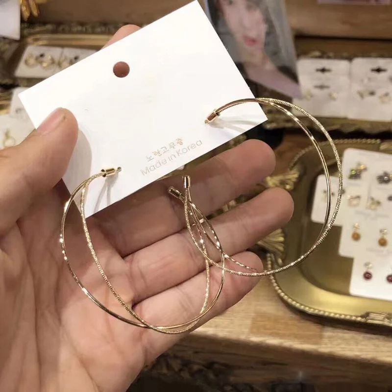 Женские серьги кольца из металла MENGJIQIA вечерние с геометрическим узором