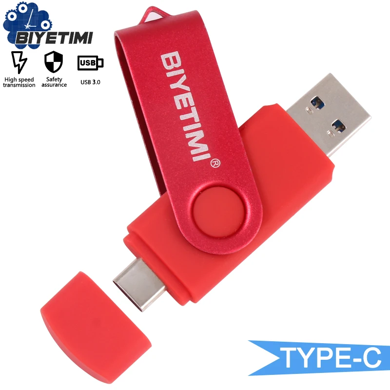 Флэш накопитель Biyetimi usb type c 128 ГБ 64 флэш 8 C 32 u disk 3 0 для ПК|USB флэш-накопители| |