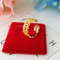 vietnam fashion womens imitation gold 24k gold lucky copper coin opening ring womens sand gold jewelry wholesale