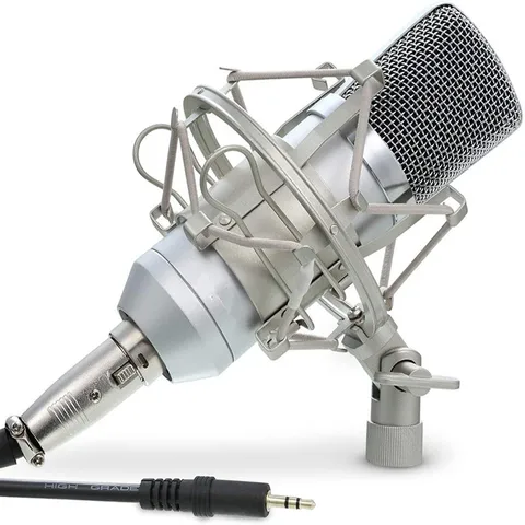 Кардиоидный Конденсаторный Микрофон XLR, (шумоподавление) 360 градусов, однонаправленная запись голоса с креплением и ветровым стеклом для ПК,