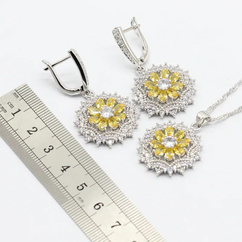 Ювелирные наборы серебряного цвета для женщин 4 s синие зеленые желтые цвет