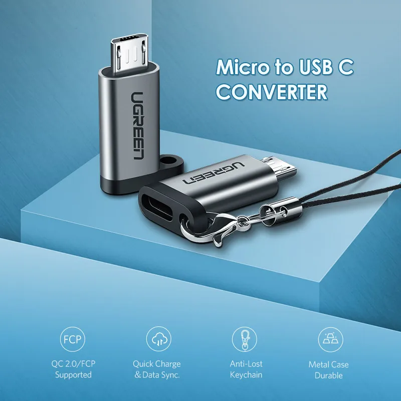 Переходник Micro USB/USB C Ugreen мобильный телефон для Xiaomi Redmi Oppo Vivo | Мобильные телефоны и