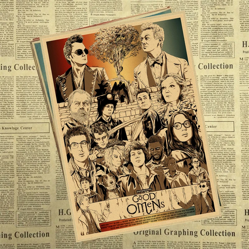 Good Omens постер фильма делает ретро ностальгия крафт Бумага плакат для бара/кафе
