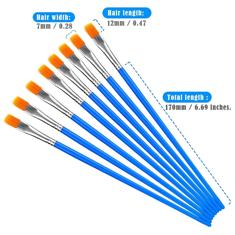 

100 Pcs Flat Paint Brushes Set Kids Nylon Hair Acrylic Small Oil Watercolor Artist Painting Kits