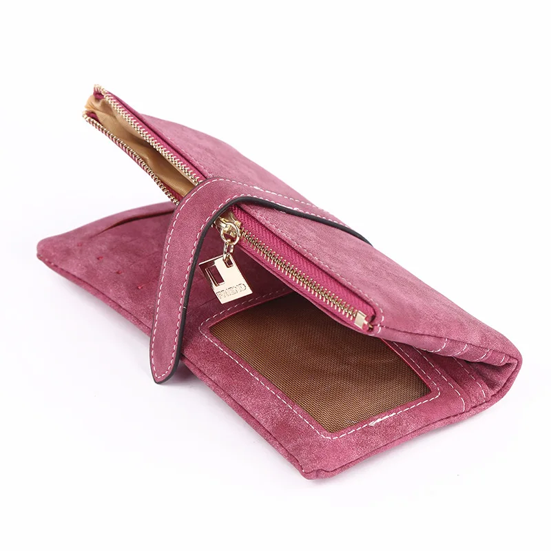 geestock women wallet coin purse pu matte two fold wallets zipper mobile phone design card holder ladies clutches wallet free global shipping