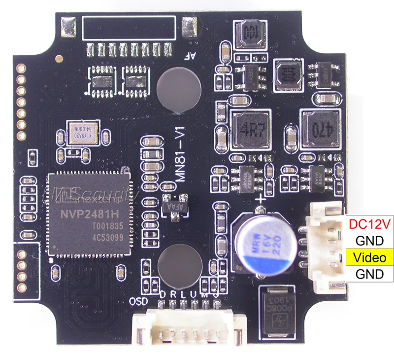 AHD 8.0MP @ 15FPS 3840x2160 1/1.8 "OmniVision OS08A10 CMOS + NVP2481 модуль камеры видеонаблюдения PCB OSD