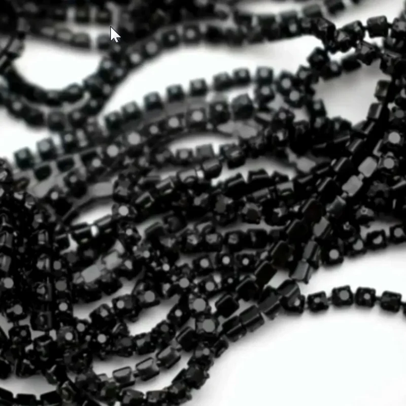 5 ярдов в упаковке стразы из хрусталя черные для шитья на плоской задней стороне