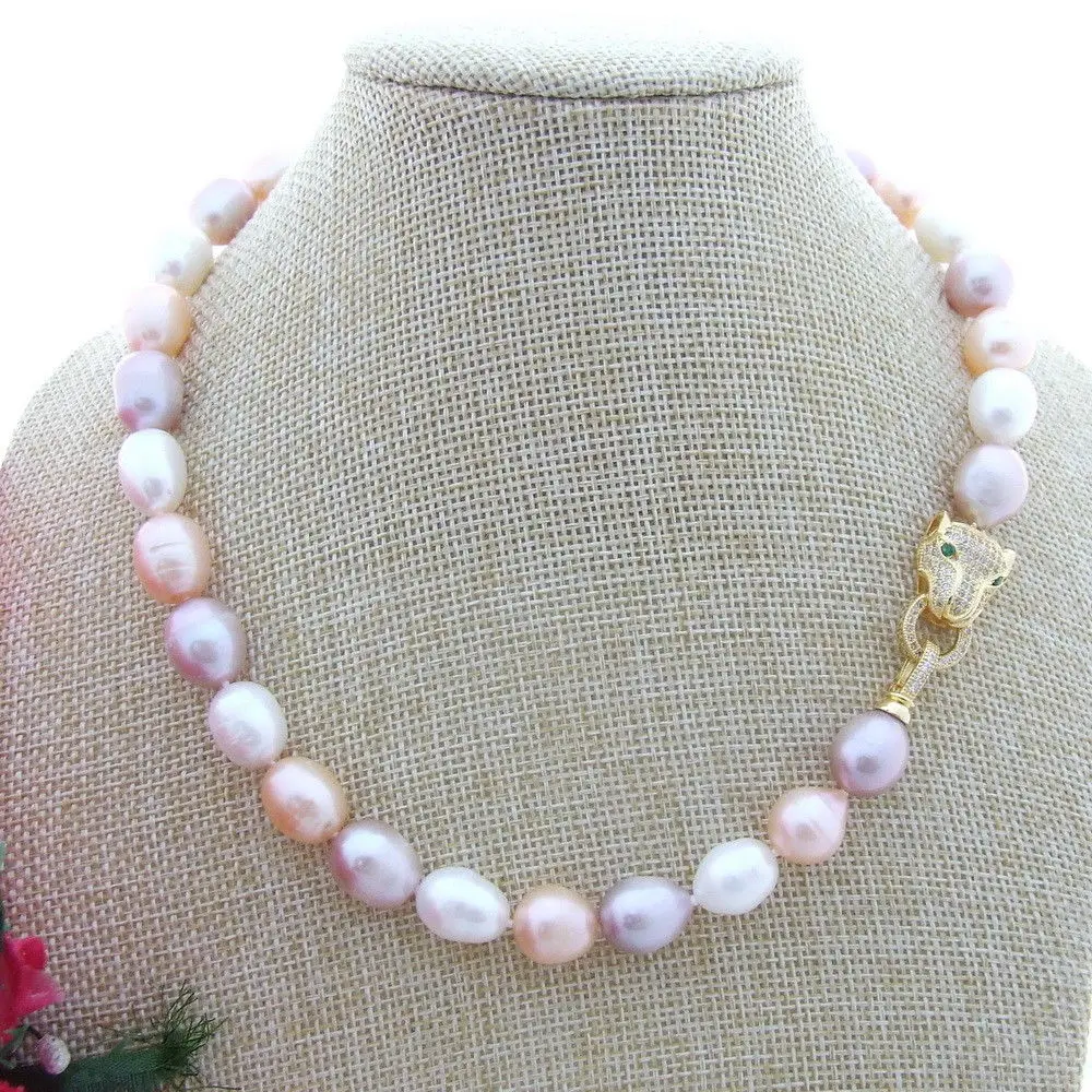 

Natural NEW freshwater pearl 10-11mm Multi Color Rice Pearl Necklace 18"