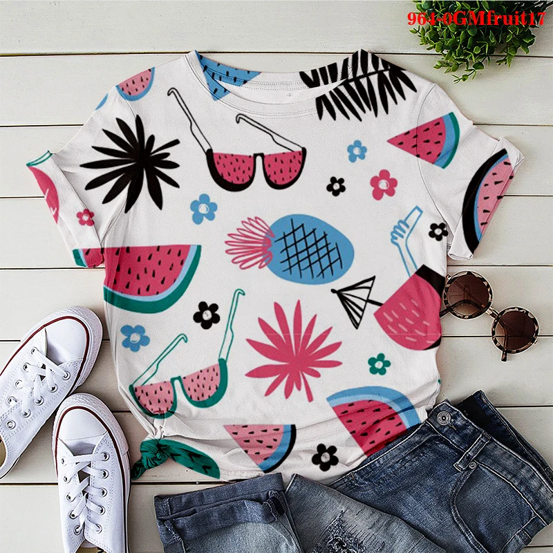 

Pineapple Banana Fruit Clothing Plus Size T-shirt Fashion Women Tees Graphic T Shirt Female Tshirt Kawaii Camisas Mujer Clothes