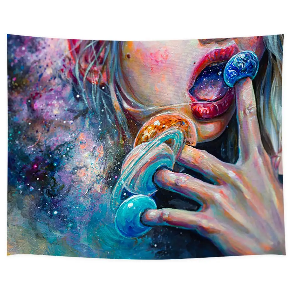 Картина маслом Surreal сексуальная девушка на фантазийной галактике гобелен настенный