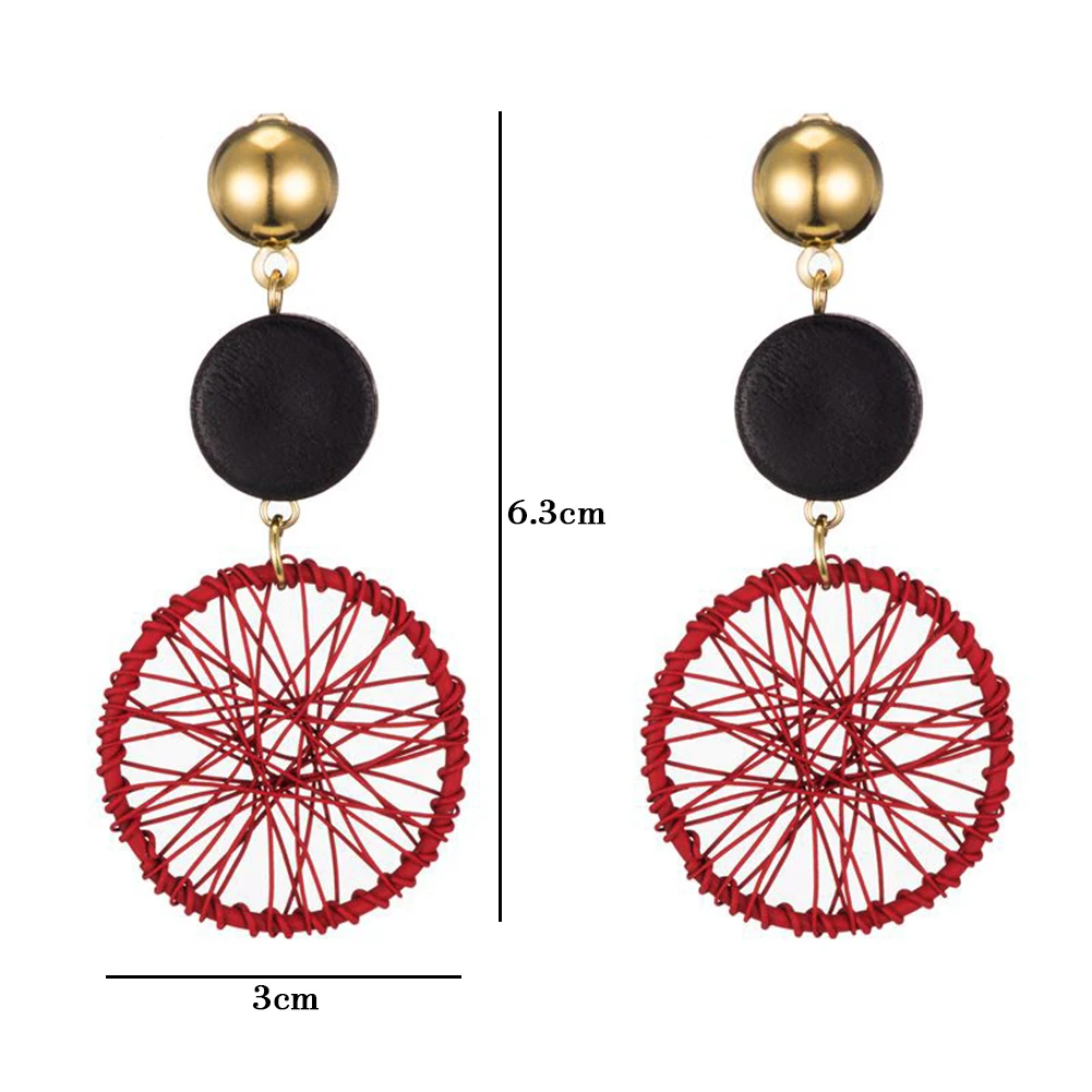 

Big Bohemian Earrings Women Big Round Hollow Drop Earrings Fine Jewelry pendientes largos European Fashion Style