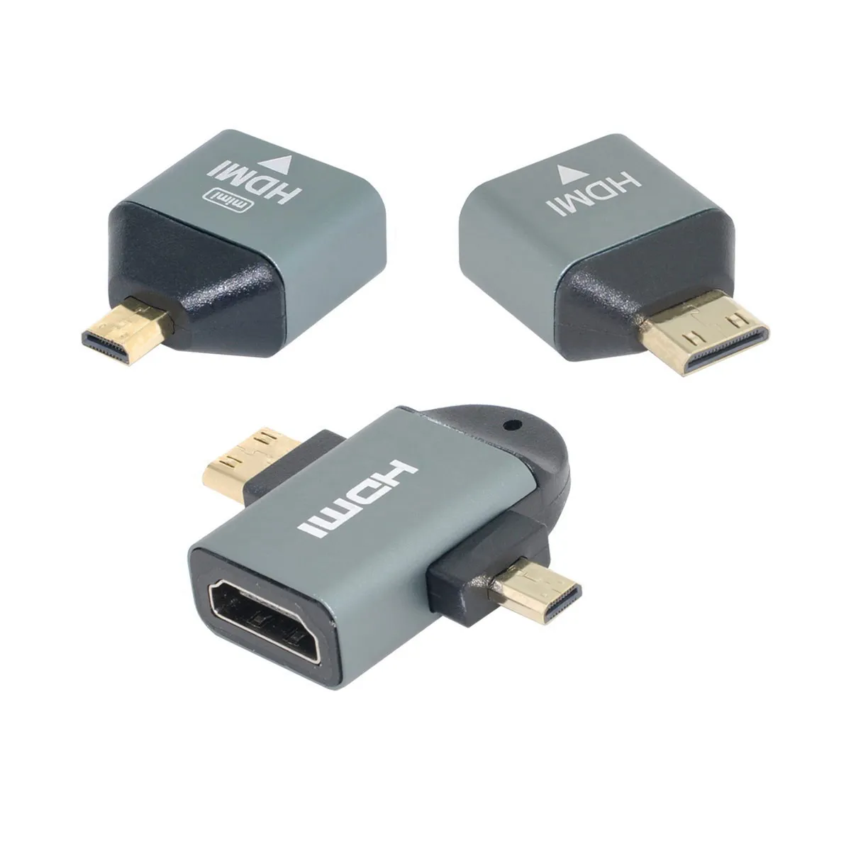

NGFF 3pcs/set Micro & Mini HDMI to HDMI-compatible 1.4 Female 2-in-1 Combo Adapter 4K@60hz