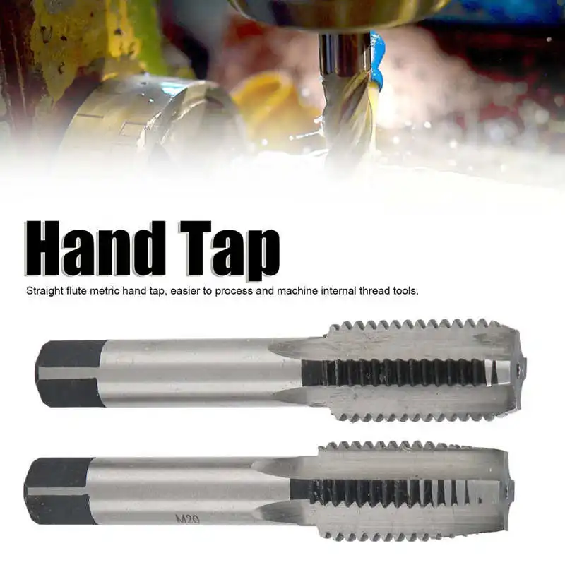 

2Pcs Metric Tap First Second Hand Tap Metric M20 Thread Straight Flute Carbon Steel Tapping Tool