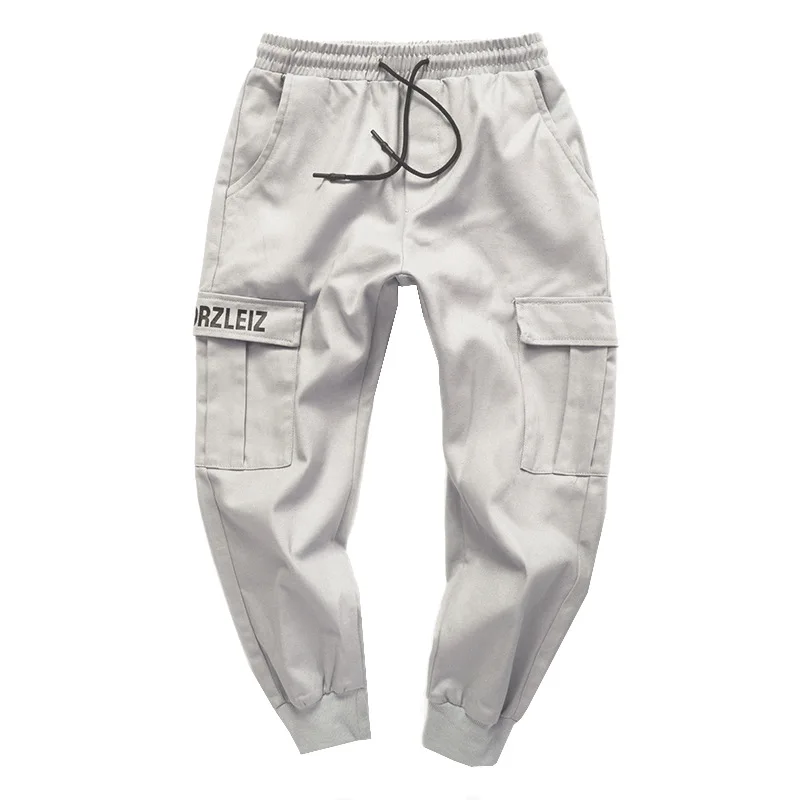 

Hot 2021 embroidery letter cargo hiking Men's Korean trendy loose casual cargo overalls men's brand harem leg trousers men