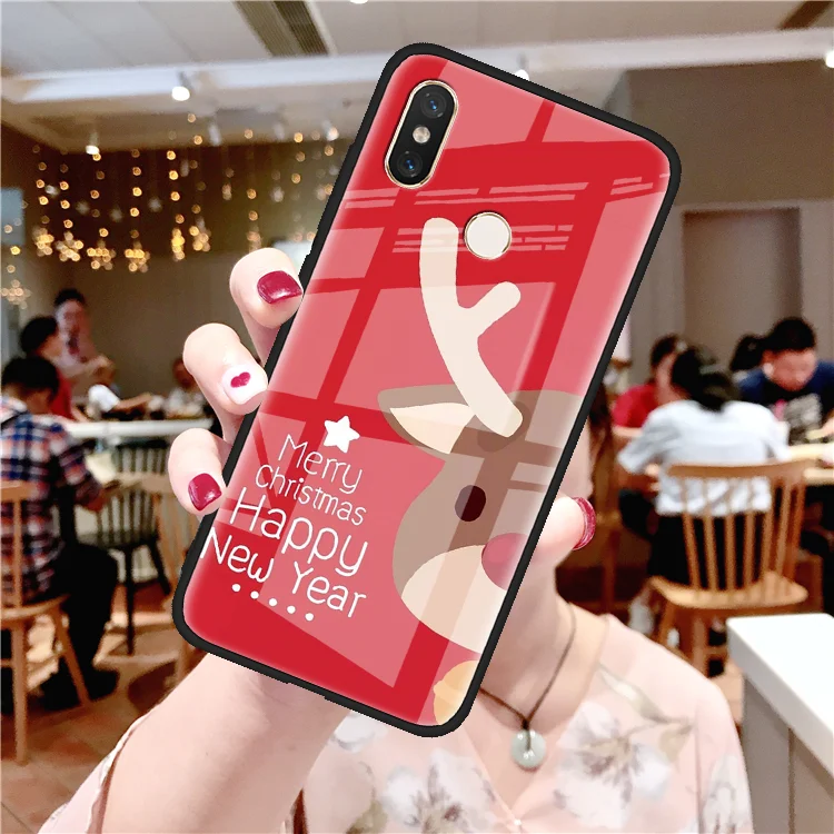 Рождество закаленное Стекло Чехлы для Xiaomi mi Red mi S2 Примечание 7 5 6 K20 Pro CC9e CC9 8 9 SE Lite Explorer A2 6X 6A 7A mi x 2S 3 Чехол - Цвет: sdhdblu