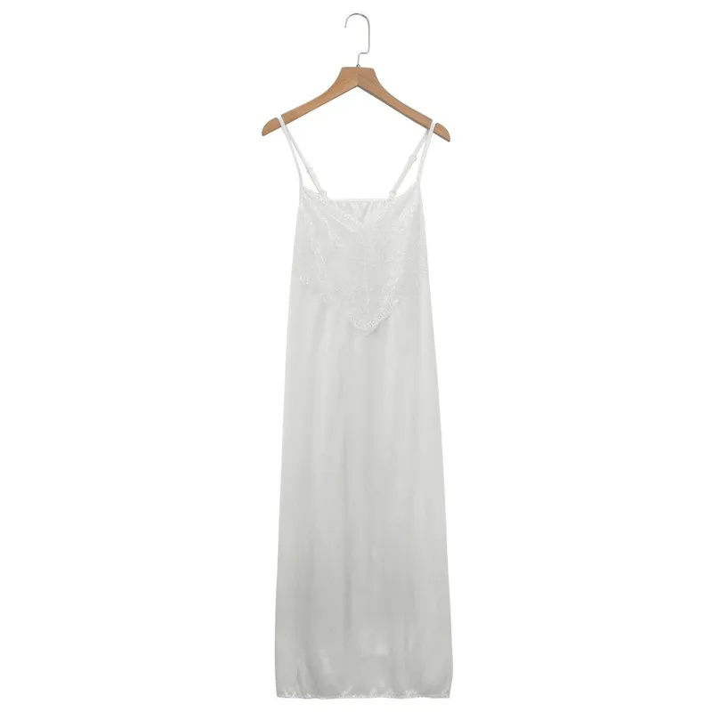 Женская ночная рубашка атласная кружевная длинная с глубоким кружевом спереди