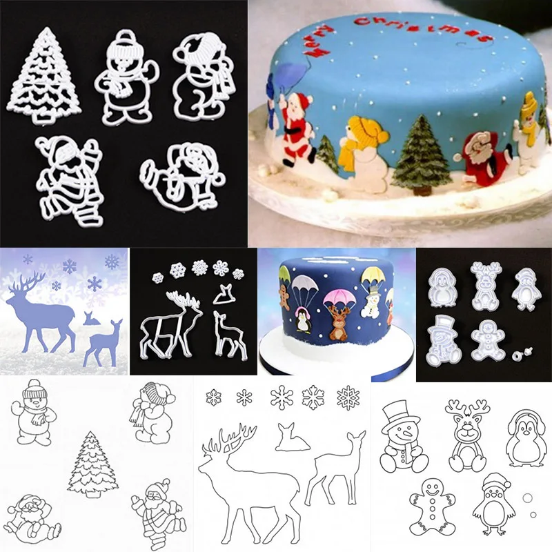 20pcs Christmas Cookie Cutter Plastic Cut Candy Biscuit Mold Cooking Tools Tree Santa Claus Snowflake Cutters Mould | Дом и сад