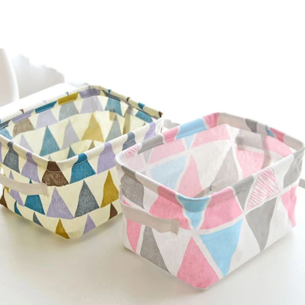 Треугольная корзина для хранения из хлопковой и льняной ткани настольная мусора