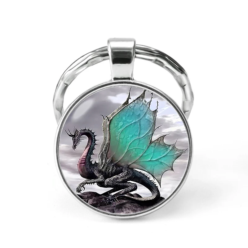 Брелок с драконом стеклянный брелок кабошоном дракон ювелирные изделия кольцо
