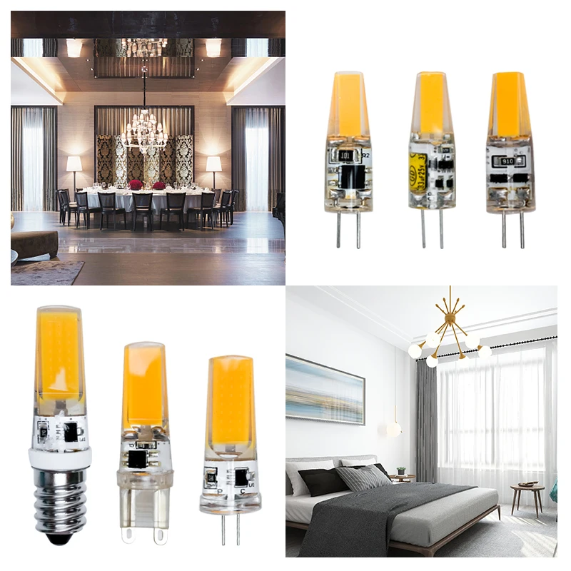 

LED COB G4 G9 E14 3W 6W Lamp Bulb Dimable AC/DC 12V 220V 360 Beam Angle Replace Halogen Led Lamp Chandelier Lights
