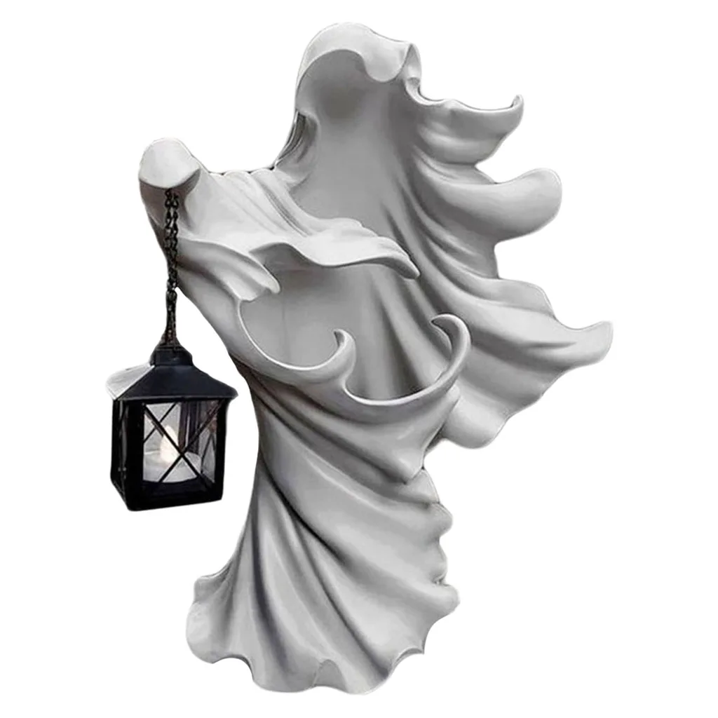 

Faceless Ghost Sculpture Messenger of Hell with Lamp Halloween Sculpture Decoration Outdoor Indoor Home Party Lighting