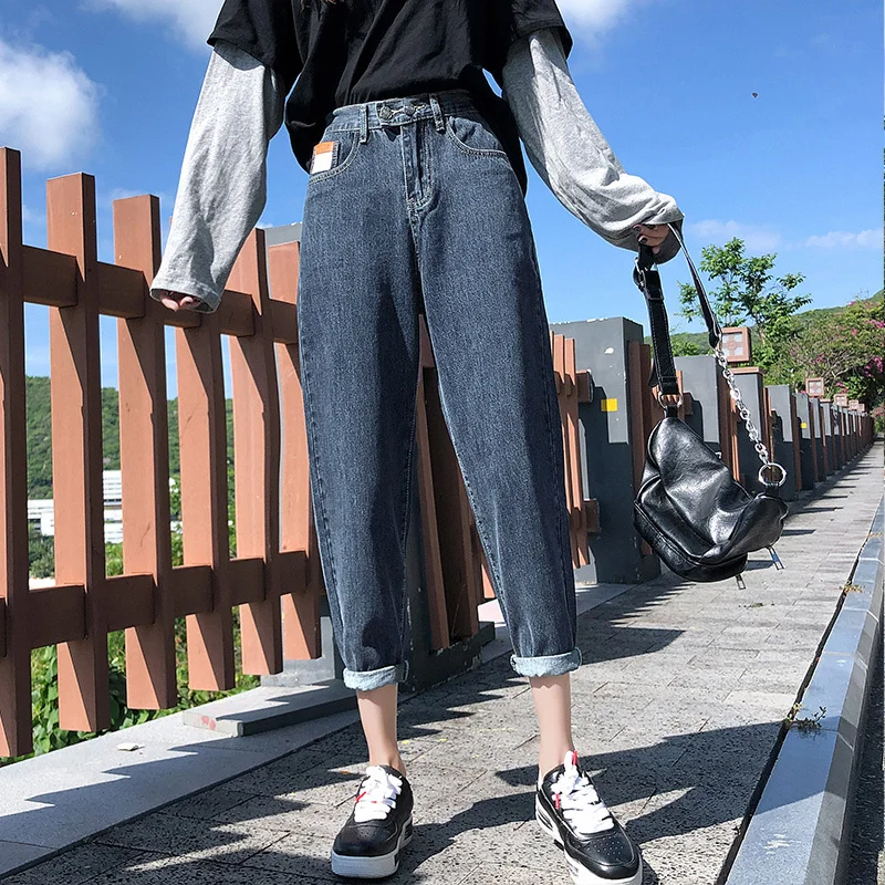

Denim Pants Women's Jeans Daddy Pants 2021 New High Waist Cropped Autumn Loose Straight Harem Tappered Pants Fashion