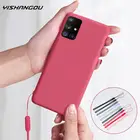 Жидкий силиконовый мягкий чехол для Samsung A51 A71 A70 A50 S20 Ultra S10 Note 10 Plus A20 A30 A10 A40 A60 с ремешком на запястье