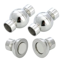 stainless steel 2pcslot silver color magnetic clasp hooks round hole size 36mm for leather cord diy jewelry findings
