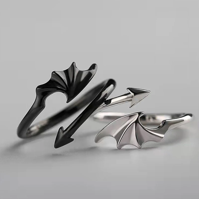 

Punk Style Little Devil Dragon Gothic Evil Angel Wings Rings Halloween Gift
