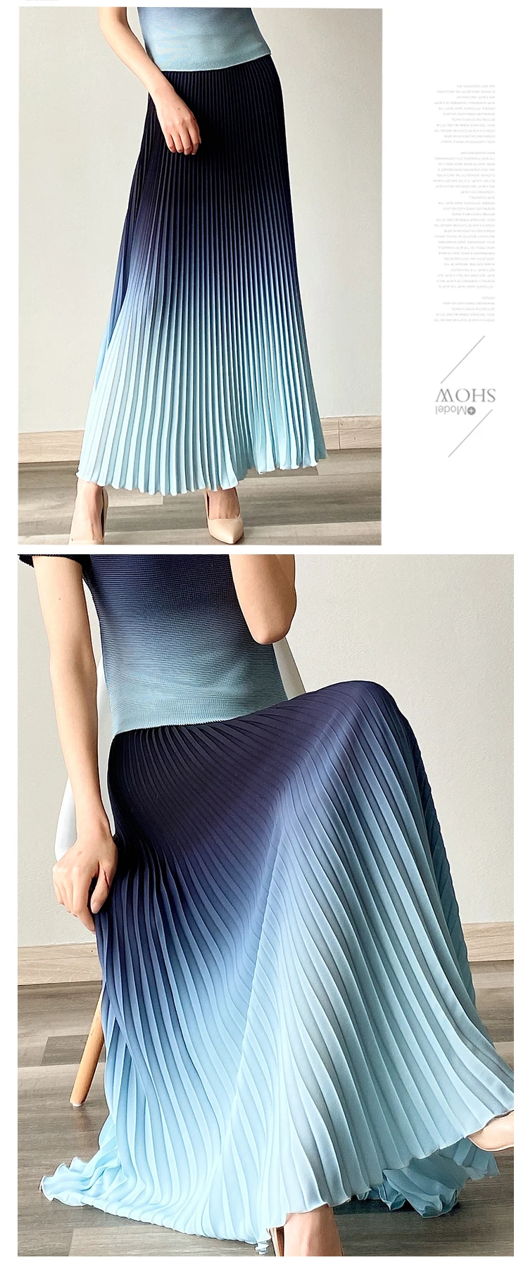 Лидер продаж модная тонкая водолазка Miyake со складками и коротким рукавом +