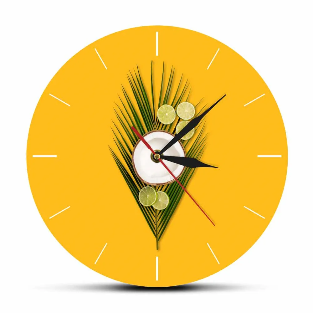 Тропическая Кокосовая пальма и лайм на желтом фоне Модные Акриловые Настенные