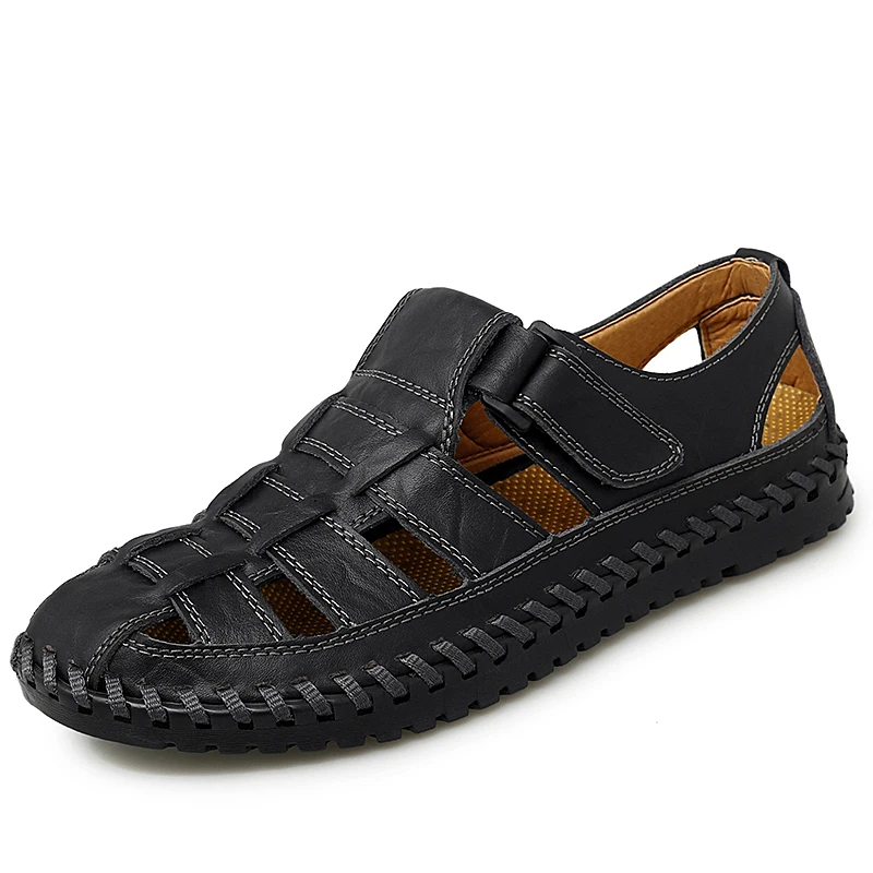

New Men's Sandals Summer Handmade Business Casual Shoes Outdoor Beach Wading Slippers Mens Roman style Leather Sandals 8-47