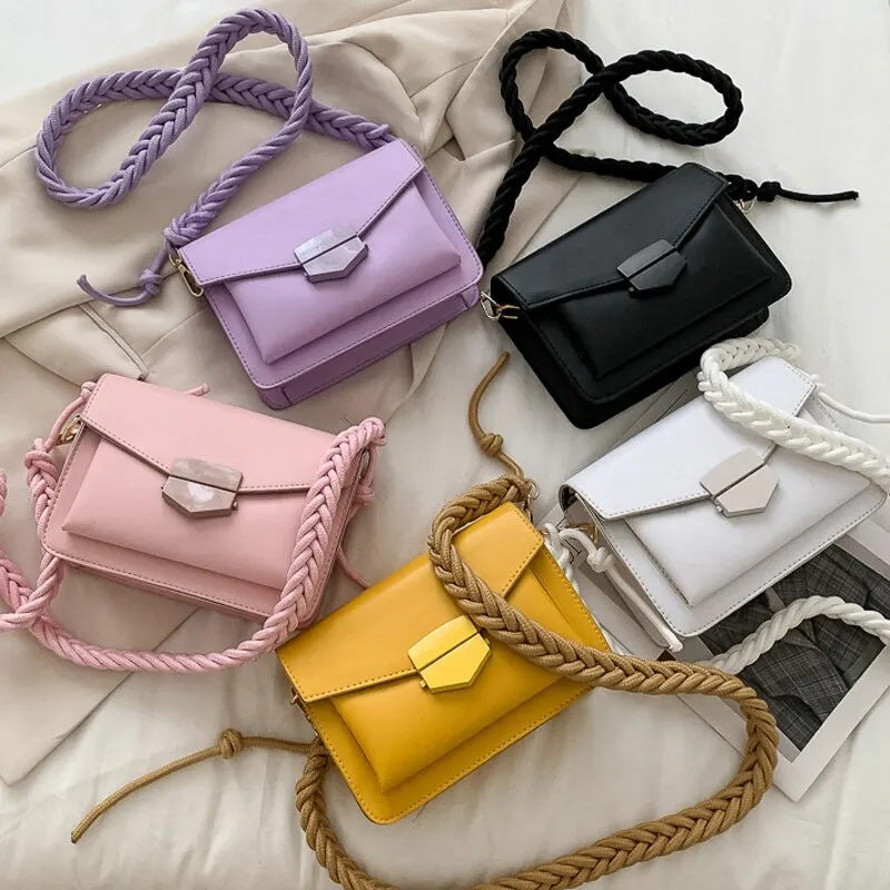 

Fashion Knitting Strap Shoulder Bags for Women 2021 Luxury Handbags Designer Small Crossbody Bags Lady Travel Messenger Bag