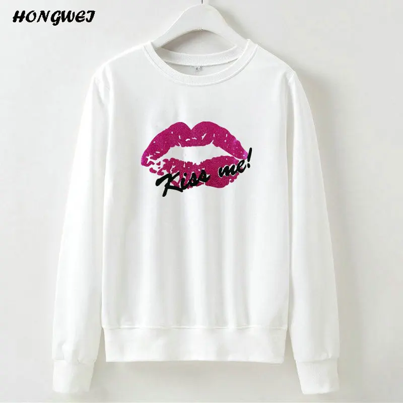 Толстовка Женская с длинным рукавом и принтом в виде губ | одежда