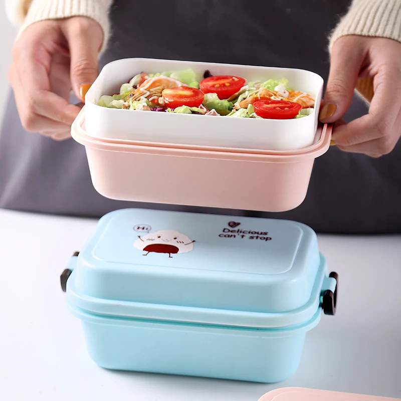 1000ml Rectangle Lunch Box Microwave Japan Bento for Kids Food Container Storage Portable School Picnic With Spoon | Дом и сад