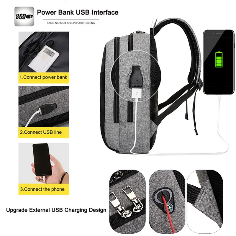 

Xiaolu Men Laptop Backpacks Travel Backpack Multifunction Business Bag Anti Theft USB Charging Waterproof Unisex School Backpack