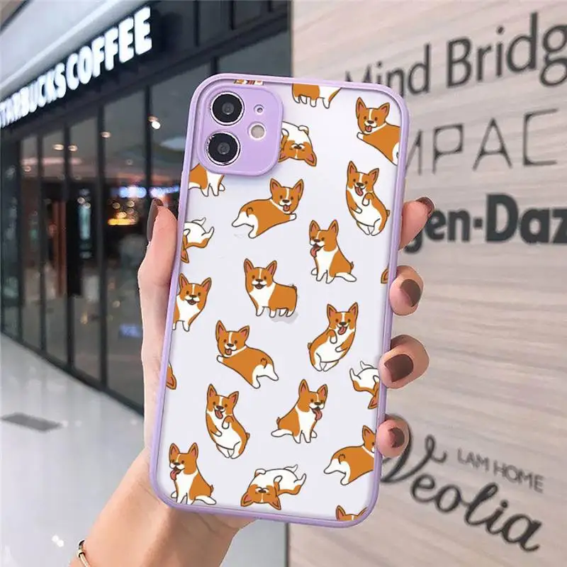 

Cute cartoon animal dog Corgi Phone Cases matte transparent For iphone 7 8 11 12 plus mini x xs xr pro max cover