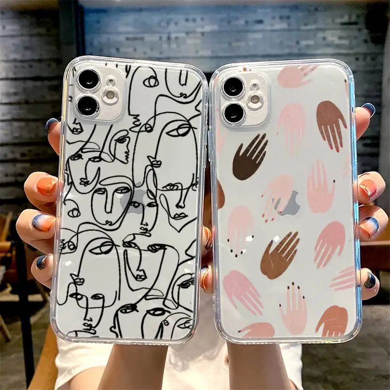 

Abstract art design sexy girl Phone Case for iphone 11 12 13 pro mini xs max 6 6s 7 8 plus x xr transparent coque shell funda