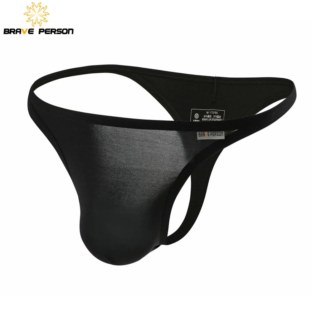 Мужские трусы стринги с Т-образной спинкой, черные шелковистые дышащие стринги, бикини, сексуальное нижнее белье для мужчин, гей-трусы